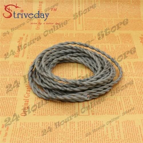 Gray Color -5m/lot 2x0.75 Vintage rope Wire Twisted Cable Retro Braided Electrical Wire Fabric Wire DIY Pendant Lamp Wire Lamp