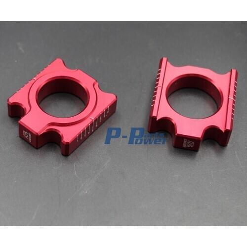 Billet CNC Rear Axle Blocks Chain Adjusters CR 125 250 CRF 250 450 R X RED CRF Fit Motorcross Dirt Bike