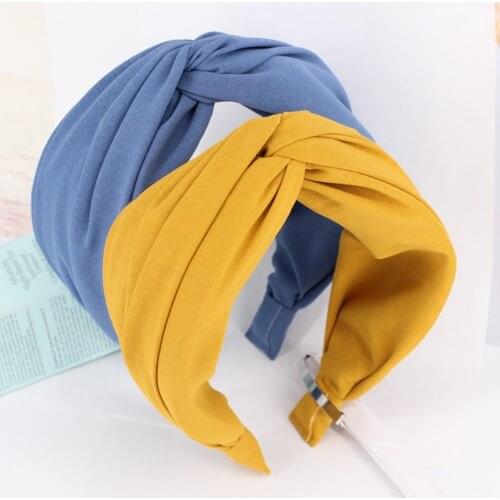 Womens Headband Solid Twist Hairband Bow Knot Cross Tie Cloth Headwrap Hair Band Hoop Headwear Hair Bands Accessories