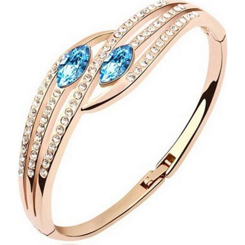 Austrian Crystal jewelry fashion Hand in hand bracelets & bangles gold-color and silver plated evil eye bracelet femme