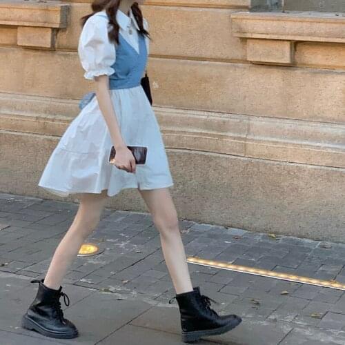 Womens shirt dress office womens long sleeve V-neck high waist mini skirt solid white Tunic Shirt Tunic Dress denim dress