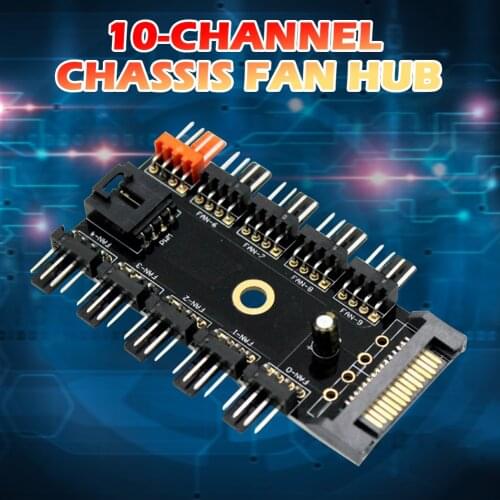 10 Ports Fan HUB Desktop PC Motherboard Strip Light Case Cooler Splitter Extension Adapter for PC Chassis Cooler Fan