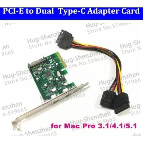 2 ports USB-C USB 3.1 Type-C PCI express Card pci-e 4x to usb3.1 Type C adapter Super Speed for MAC PRO OSX 10.9-10.14