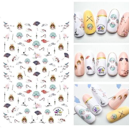 3D Nail Sticker Autumn Fashion Small Compact Adhesive Stickers Drama Flowers Fan Face Stickers for Manicure Nail Art Decoration