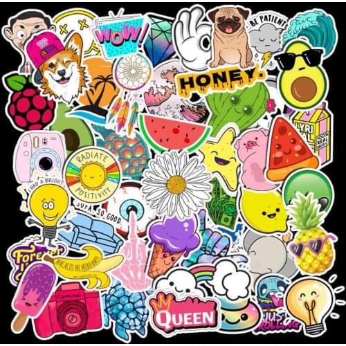 50pcs/SET Cartoons Style Sticker Waterproof Car Laptop Skateboard Surfboard Luggage Bicycle Kids Toy Home Decor