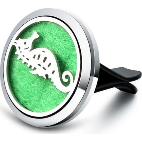 New Seahorse Aroma Diffuser Stainless Steel Car Air Freshener Perfume Essential Oil Diffuser Locket Pendant Aromatherapy Jewelry