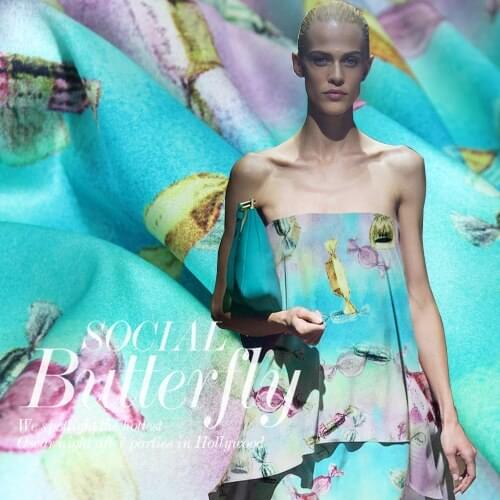 Free shipping! Candy digital inkjet color stretch satin fabric really at wholesale high-grade silk clothing cloth