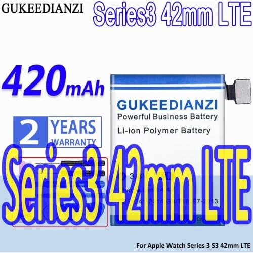 High Capacity GUKEEDIANZI Battery Series3 420mAh For Apple Watch Series 3 S3 42mm LTE