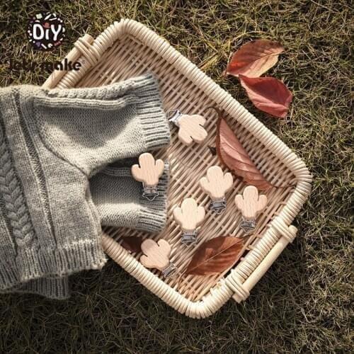 LetS Make 50pc Baby Toys Holder Clips For Pacifier Chain Wooden Teether Beech Cantus Baby Teether Toys Clips Kids Sensory Toy