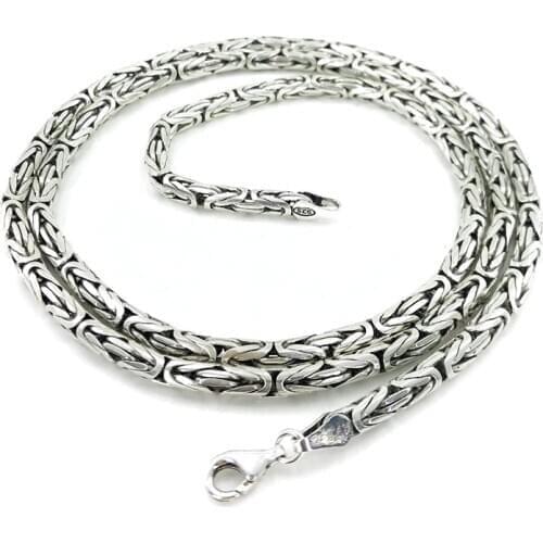 70 cm 62 g 4 mm Flat Thick King Chain Silver Male Necklace