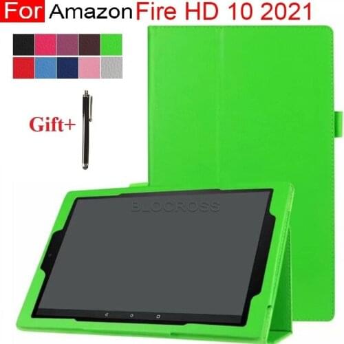 Case for New Fire HD 10 2021 Tablet Stand For Fire HD 10 Plus Sleep/Wake Multi Angle Magnet Back Cover for Fire HD 11th Gen +pen
