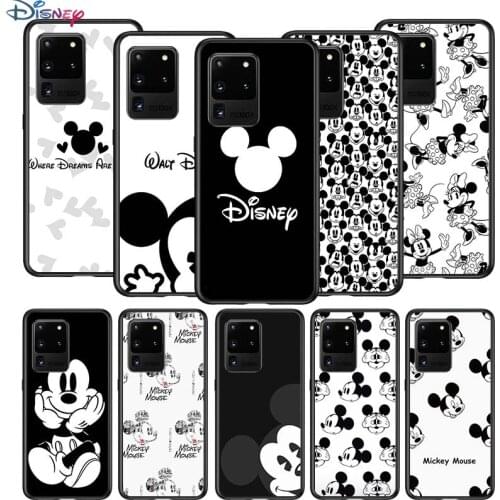 Mickey black and white for Samsung S20 FE Ultra Plus A91 A81 A71 A51 A41 A31 A21S A72 A52 A42 A02S Soft Black Phone Case