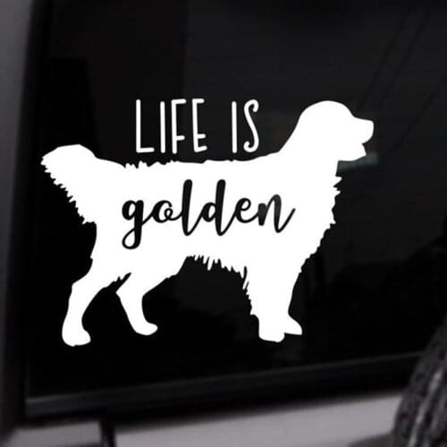 Black/Sliver Life Is Golden Dog Design Car Sticker Removable Waterproof Window Body Bumper CL887
