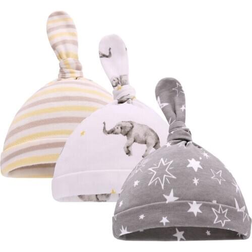 Newborn Baby Cotton Hat Double Layers Beanie Cap With Knot Spring Autumn Winter Photography Prop Cute Warm Cap For Boys Girls