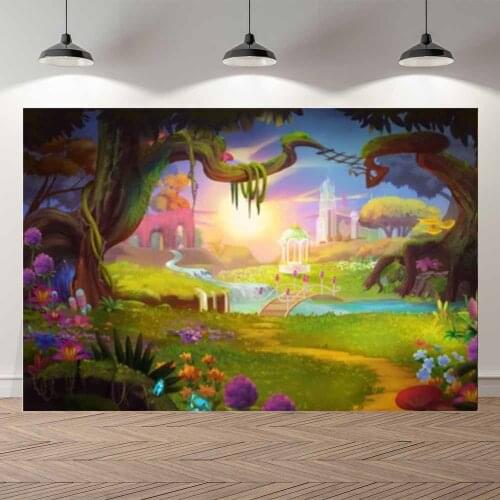 Seekpro Fairy Tale Spring Cartoon Castle Wonderland Happy Easter Party Professional Studio Photography Backdrop Background