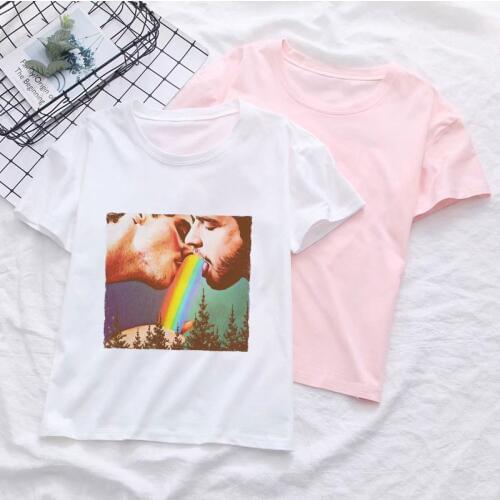 LGBT T Shirt For Women New Gay Pride Tshirt Female Love Lesbian Rainbow White Shirt Love Is Love Tops Summer Harajuku T-Shirt