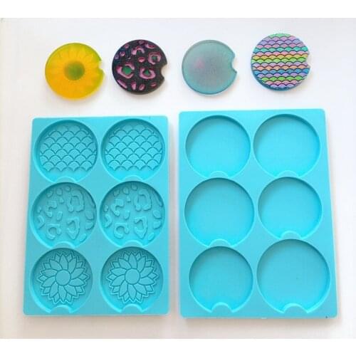 Sunflower Six Car Coaster Combination Crystal Epoxy Mold Car Coaster Silicone Mold Epoxy Resin Mold Resin Molds