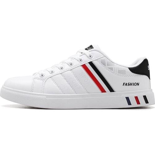 Men Sneakers Men Lace-up Casual Shoes Men Lightweight Shoes Comfortable Breathable Walking White Leisure Sneakers