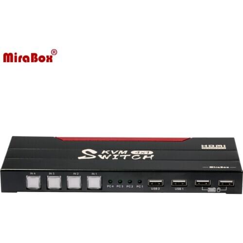 Mirabox 4K@60Hz Work from Home KVM Switcher 4 ports HDMI KVM Switcher for SOHO Office