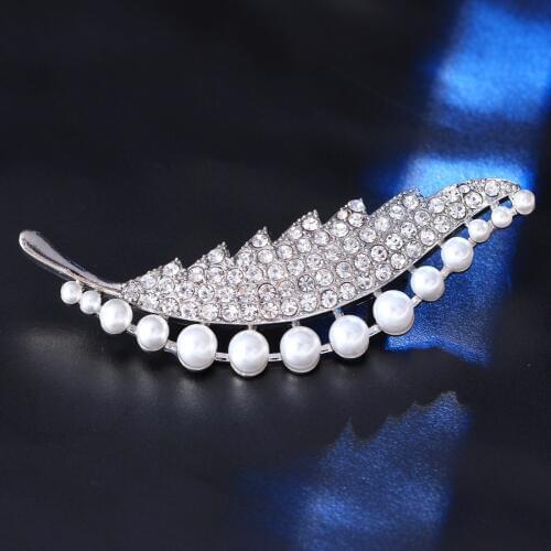 Trendy Simulated Peal Leaf Brooches For Men Womens Classic Weddings Party Banquet Silver Plated Brooch Womens Accessories