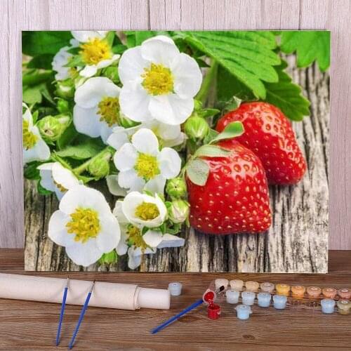 Fruit Strawberry Paint By Numbers Package Oil Paints 40*50 Boards By Numbers Paintings For Kids Wholesale Art