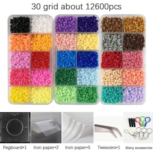 2.6mm Mini Perler kit Hama beads Whole Set with Pegboard and Iron 3D Puzzle DIY Toy Kids Creative Handmade Craft Toy Gift