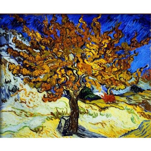 Wall Art Vincent Van Gogh Mulberry Tree oil painting Canvas for Bathroom Bedroom Living room Hand Painted Modern Golden Decor