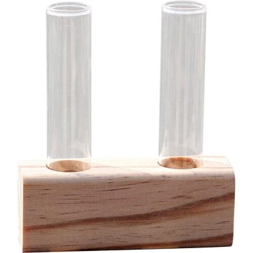 New Crystal Glass Test Tube Vase Flowers Plants hydroponic Planter+ Wooden Stand Creative Home Decor Vases