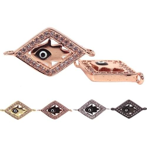 New Gold Color Fatima Hand Beads Micro Pave CZ Zircon Hamsa Hand Connectors For Bracelet Making Islamic Jewelry DIY Findings