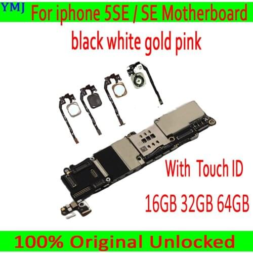 With/Without Touch ID for iphone SE Motherboard Original unlocked for iphone 5SE SE Mainboard with IOS System,16GB / 32GB / 64GB