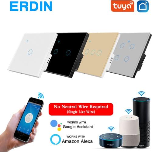 UBARO EU/UK Tempered Glass Panel Tuya Wifi Smart Touch Switch Voice Google Home Alexa App Remote Intelligent Button AC:100-240V