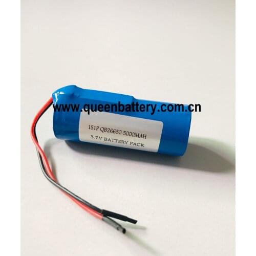 QB26650 3.6V QB 26650 li-ion led lighting battery pack 1s1p 3.7v 5000mah with PCB/PCM 5A (4MOS)with lead wire 10cm