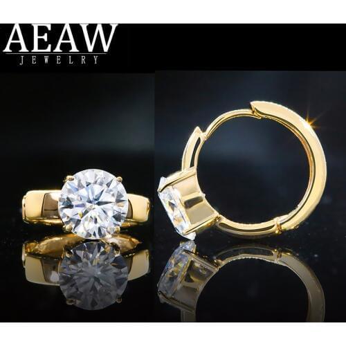 D Color 2.0ctw 6.5mm Round Excellent Cut Moissanite Engagement Earring Hoop Earring Solid Real 18k Yellow Gold For Women