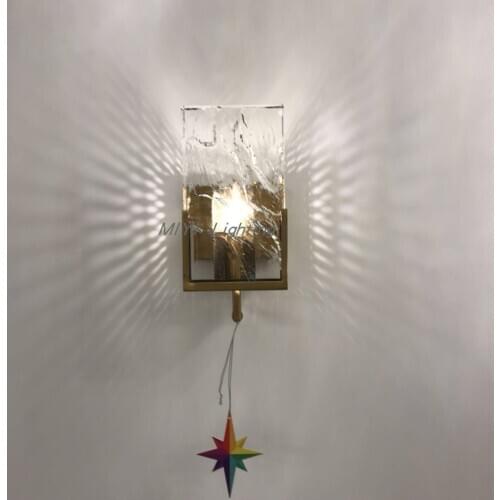 Modern led glass marble wall lamp bedroom K9 crystal wall lamp Nordic wall lamp