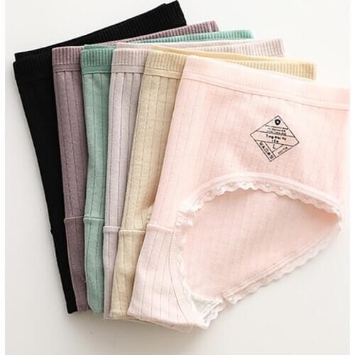 Panties For Women Lace Trim Cotton Panties Mid-Rise Thin Panties Comfort Underwear Skin-friendly Briefs Lace Intimates Panties