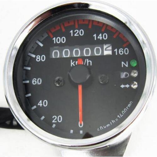 Universal Motorcycle Bike Dual Odometer Speedometer Gauge LED W/ Backlight