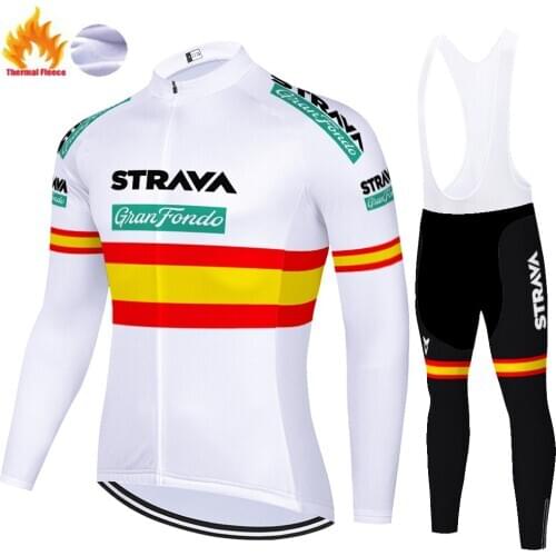 Pro team bike jersey set STRAVA cycling jersey 20D gel pad cycling Pants Winter Thermal Fleece uniformes de ciclismo