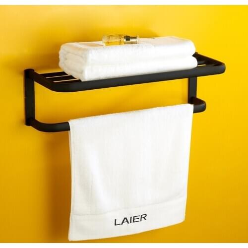 Vidric Black towel holder brass simple style copper Bathroom towel rack hanging Hardware accessories