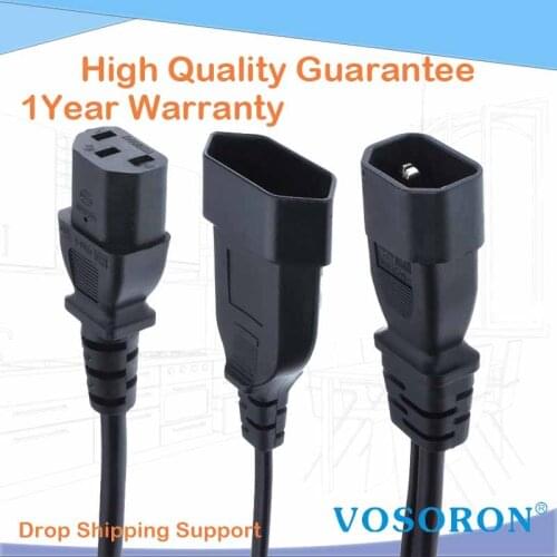 Y Type Splitter Power Cord ,IEC320 C14 Plug 3-Prong Male Power Cable Cord AC Power Adapter to C13+ CEE7/16 2Pin Female Socket