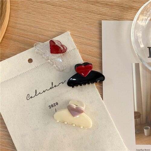 12pcs New Fashion Girls Hair Claw Cute heart shaped clear Hair Jaw Clip Hairpin Hair Accessories