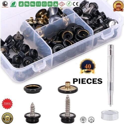 Snaps Fastener Screw Snaps,Heavy Duty Metal Snaps Button for Boat Canvas,2 Pcs Setting Tool,Marine Grade,3/8"Socket,5/8"Screw
