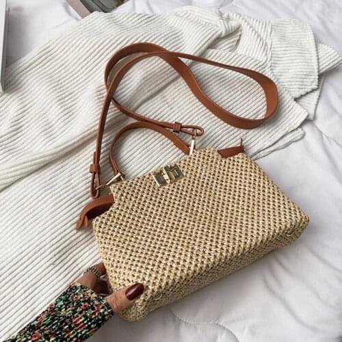 Hobo Womens Straw Beach Tote Bag Buckle Woven Summer Bags Bohemian Vacation Casual Handbag Shoulder Pouch