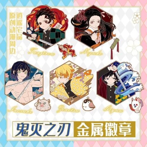 Anime Demon Slayer: Kimetsu no Yaiba Kamado Nezuko Badge Button Brooch Pins medal Collect Badge Clothes Decor Pendant Cosplay