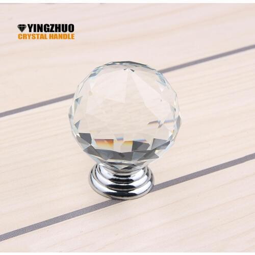 10pcs 40mm High Quality Clear Crystal kitchen Cabinet Knobs And Modern Handles Dresser Cupboard Door Knob Pulls ball shape