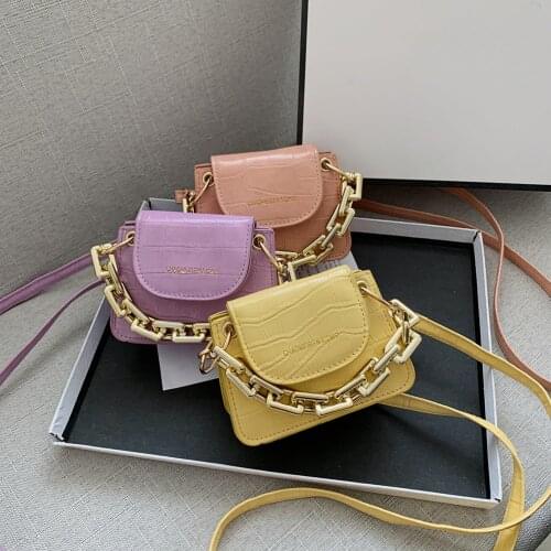 2021 Alligator Pattern Small Shoulder Bags For Women PU Leather Mini Square Bags Elegant Female Thick Chain Crossbody sac a main