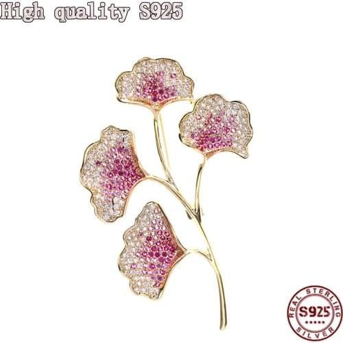 2021 High Quality Gingko Leaf Brooch, Exquisite Inlaid Crystal Brooch, Charming Female Pin, Cardigan Jacket Accessories