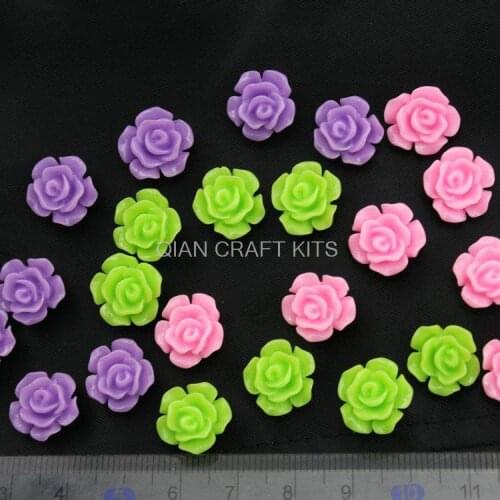 300pcs shiny Flatback rose Resin flower assorted colors Cabochons 13mm DIY,scrapbook,cell phone decor you pick color