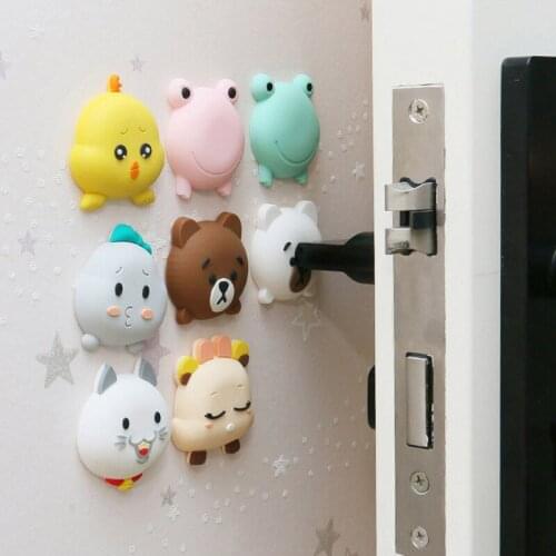 4PCS Cute Silicone Sticky Cushion Vacuum Pack Door Stopper Thick Cartoon Toilet Crash Pad Door Wall Bed Fenders Lock Protective