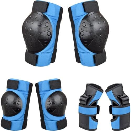 6 Pcs Children Protective Gear Sets Adults Knee Pads + Elbow Pads + Palm Guards for Skateboarding Cycling