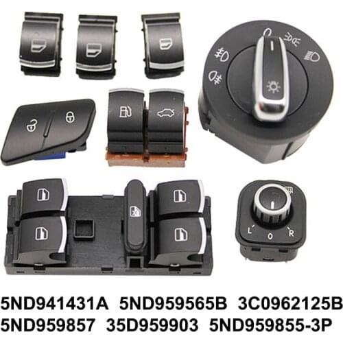 8pcs/lot Window Headlight Mirror Tailgate Fuel Door Control Switch Button For VW Passat B6 3C0962125B 5ND959565B 5ND941431A